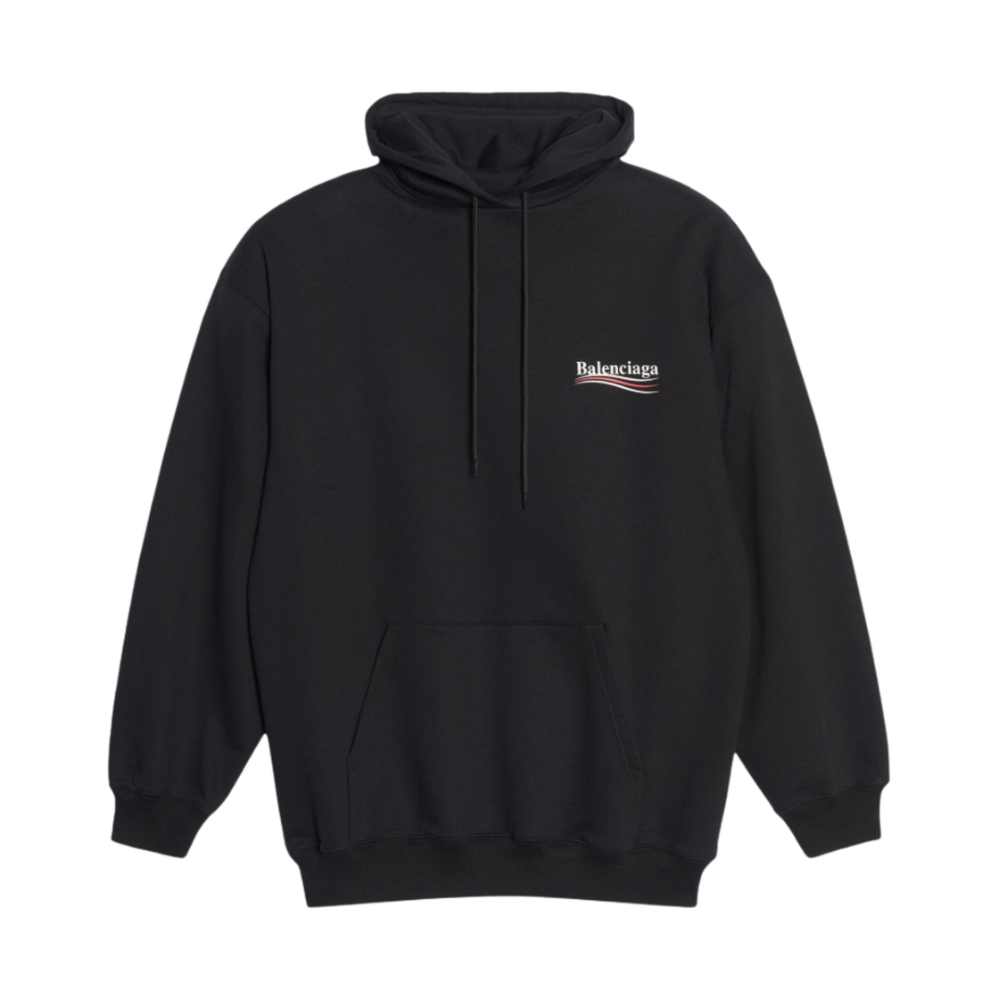 (W) 발렌시아가 폴리티컬 캠페인 후드 라지 핏 블랙