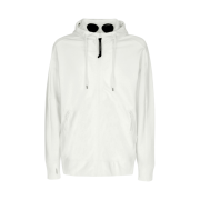 C.P. Company Diagonal Raised Fleece Goggle Hoodie Gauze White - 22FW