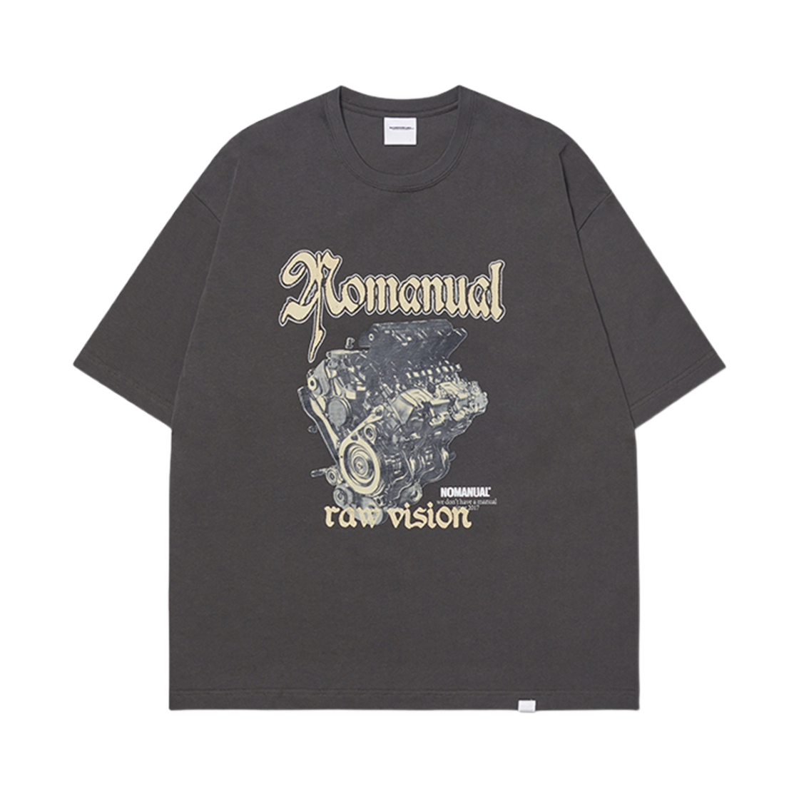 노매뉴얼 NM 엔진 티셔츠 차콜(NOMANUAL NM Engine T-Shirt Charcoal)