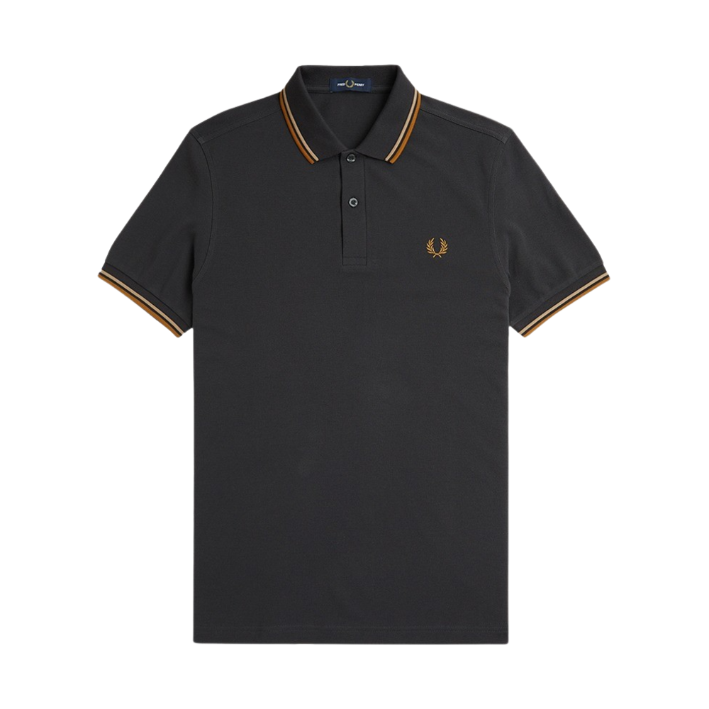 AFPM2413600-U93 Fred Perry M3600 Twin Tipped Fred Perry Shirt Anchor Grey/Warm Stone/Dark Caramel