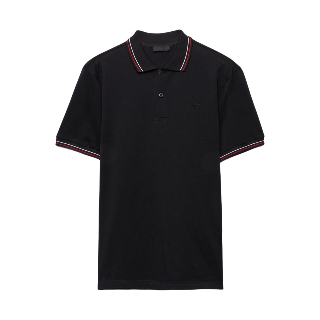 프라다 숏슬리브 피케 폴로 셔츠 블랙 레드(Prada Short-Sleeved Pique Polo Shirt Black Red) - 1