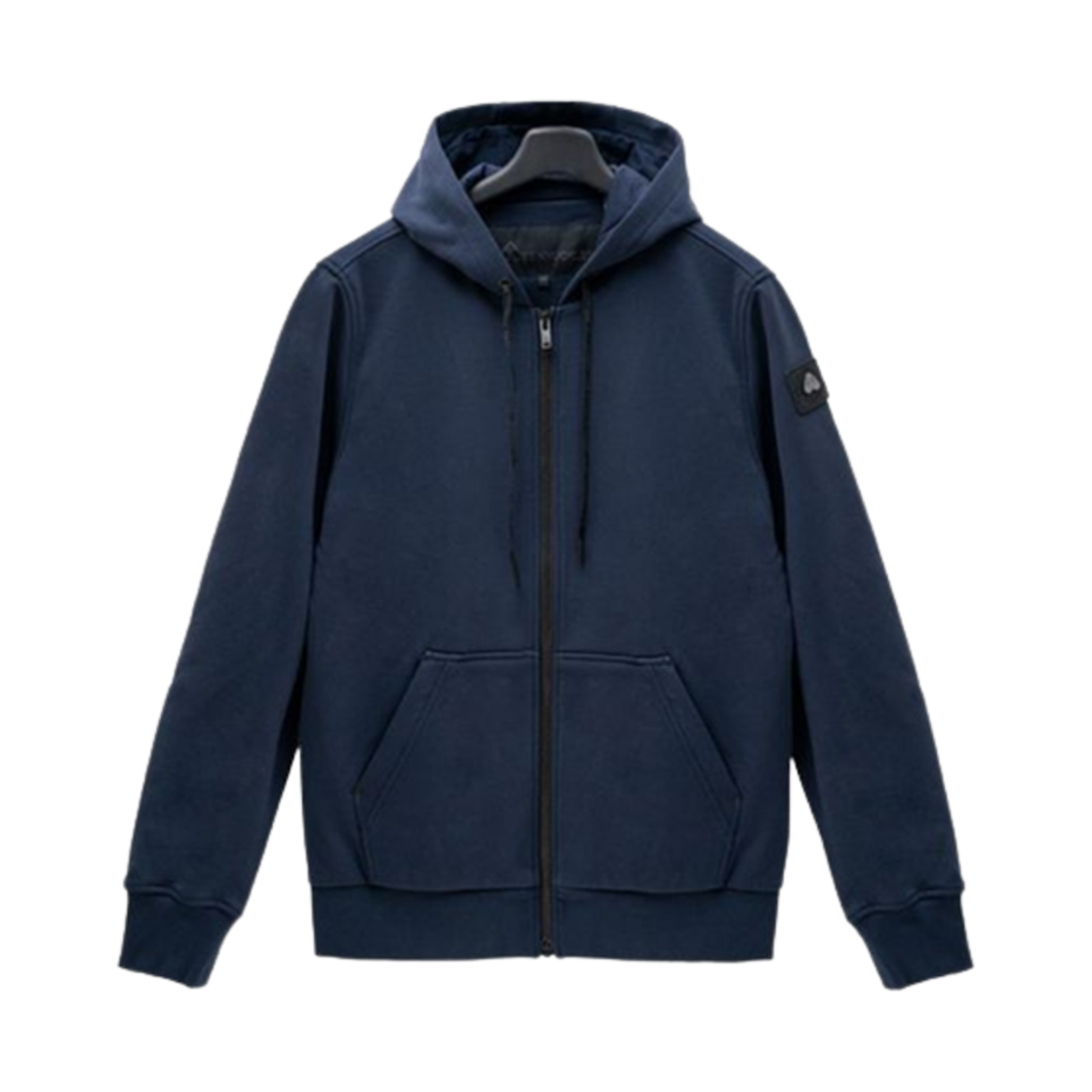 M32MS619965 Moose Knuckles Albermale Logo Zip-Up Hoodie Navy