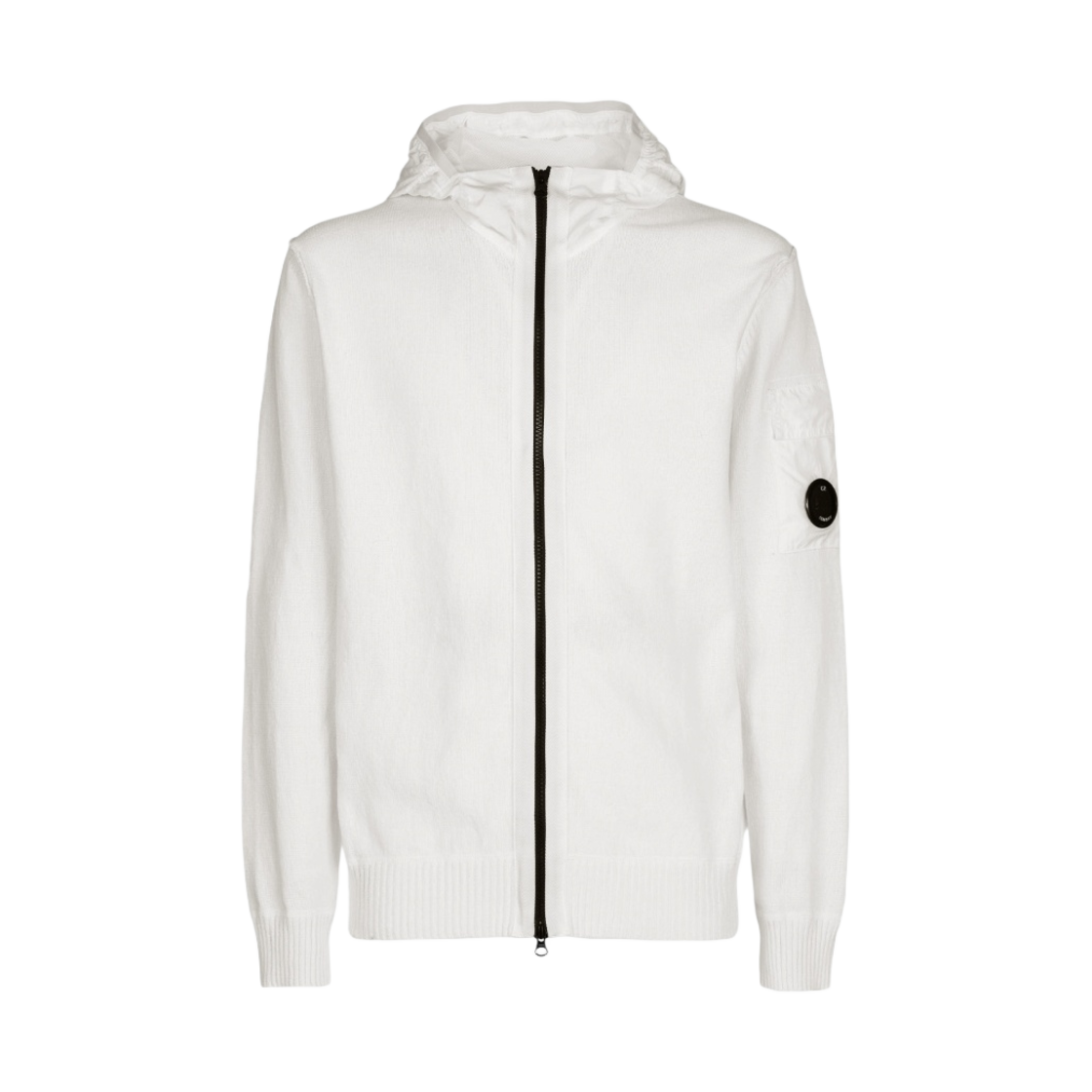 C.P. 컴퍼니 코튼 믹스 후드 가디건 거즈 화이트 - 23SS(C.P. Company Cotton Mixed Hooded Cardigan Gauze White - 23SS) - 1