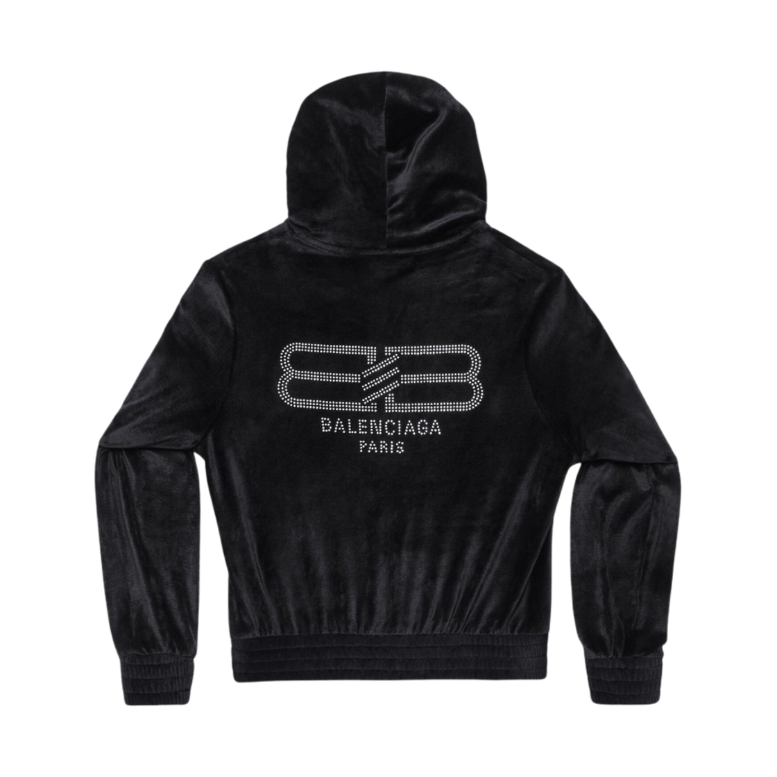 (W) 발렌시아가 BB 파리 스트라스 집업 후드 피티드 블랙((W) Balenciaga BB Paris Strass Zip-Up Hoodie Fitted Black) - 1