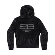 (W) Balenciaga BB Paris Strass Zip-Up Hoodie Fitted Black