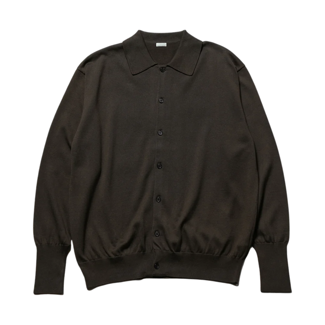 아프레쎄 코튼 니트 폴로 칼라 가디건 올리브 - 25SS(A.Presse Cotton Knit Polo Collar Cardigan Olive - 25SS)