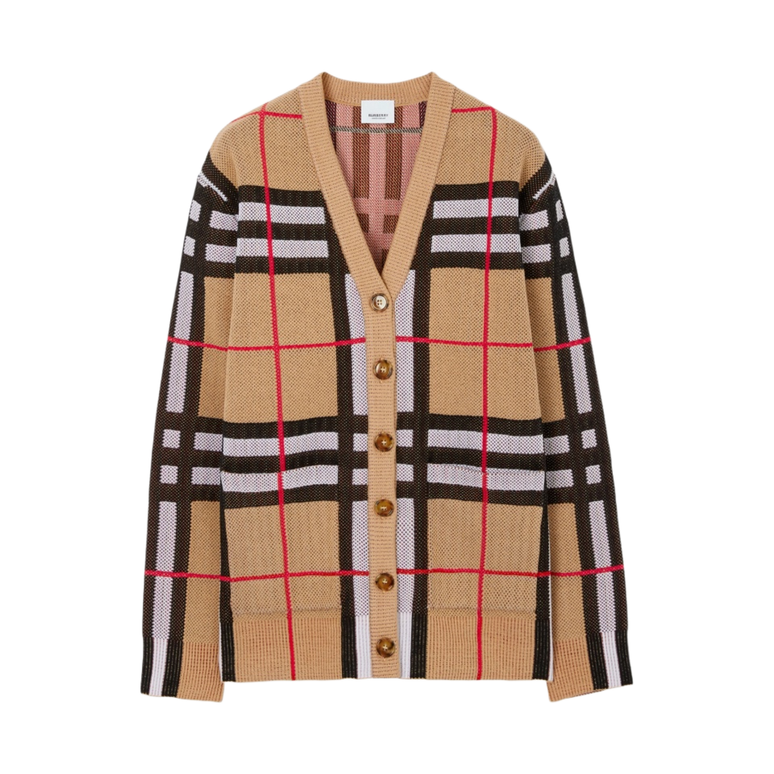 (W) 버버리 체크 테크니컬 코튼 가디건 아카이브 베이지((W) Burberry Check Technical Cotton Cardigan Archive Beige)