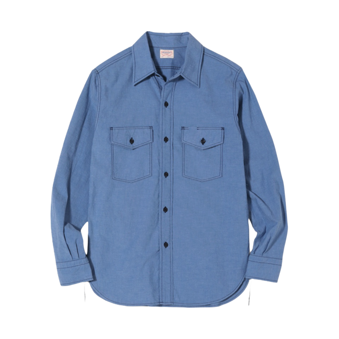 슈가 케인 헤드라이트 4.5온즈 배트 다이 샴브레이 워크 셔츠 원 워시(Sugar Cane Headlight 4.5 oz. Vat Dye Chambray Work Shirts One Wash)