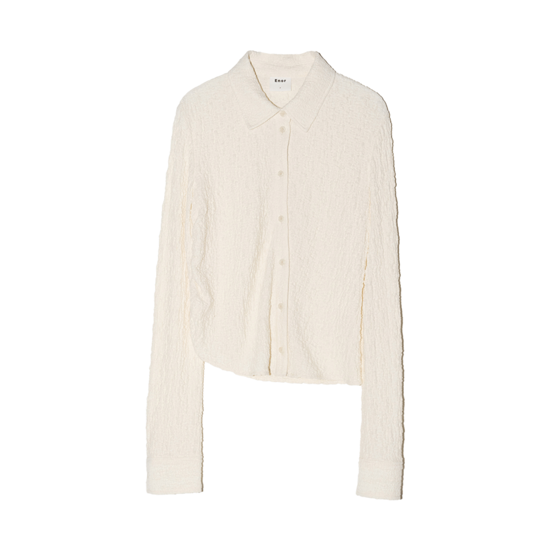 BESSBL006CR Enor Women Unbalanced Wrinkle Shirt  Cream