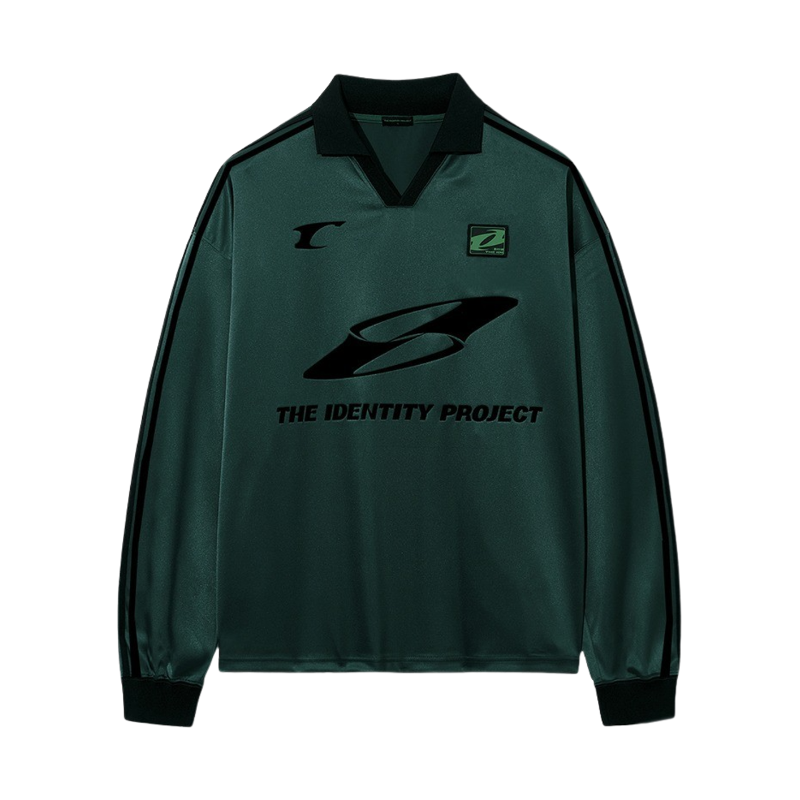 157_TIP THE IDENTITY PROJECT Mari Striped Satin Jersey Steel Green