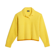 (W) Jacquemus Le Polo Neve Fluffy Long Sleeve Polo Yellow