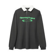 Opening Project Identity Pique Collar T shirt Charcoal