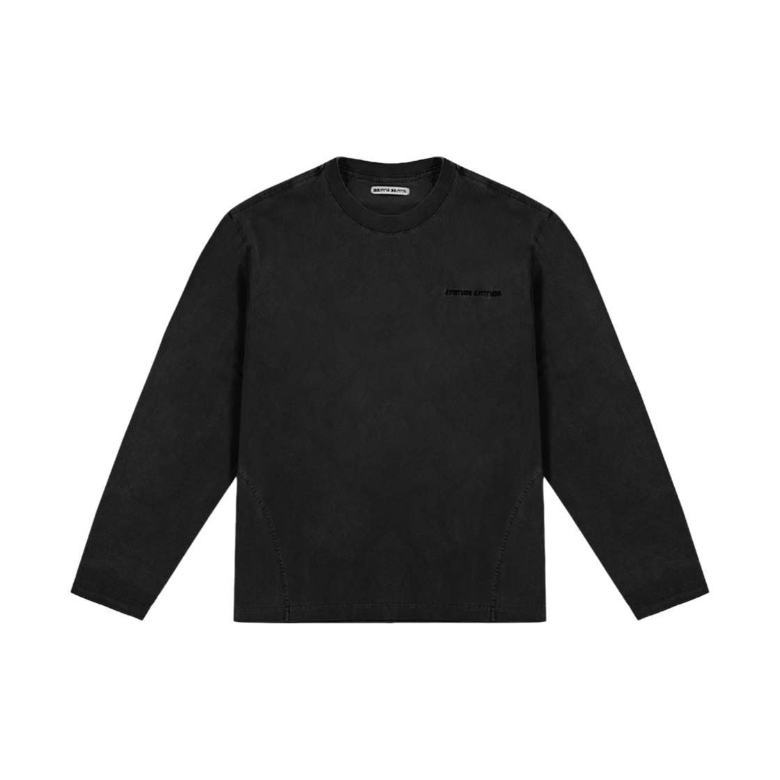 애티튜드 애티튜드 커브드 가먼트다잉 롱슬리브 블랙(AA Curved Garment Dyeing Long Sleeve Black)