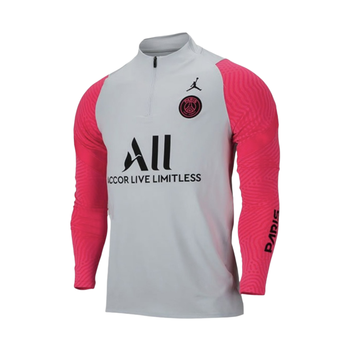 조던 x 파리 생제르맹 20/21 드라이핏 스트라이크 사커 드릴 탑 하이퍼 핑크 퓨어 플래티넘(Jordan x Paris Saint-Germain 20/21 Dri-Fit Strike Soccer Drill Top Hyper Pink Pure Platinum)