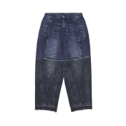 NOMANUAL Half & Half Denim Pants Washed Navy