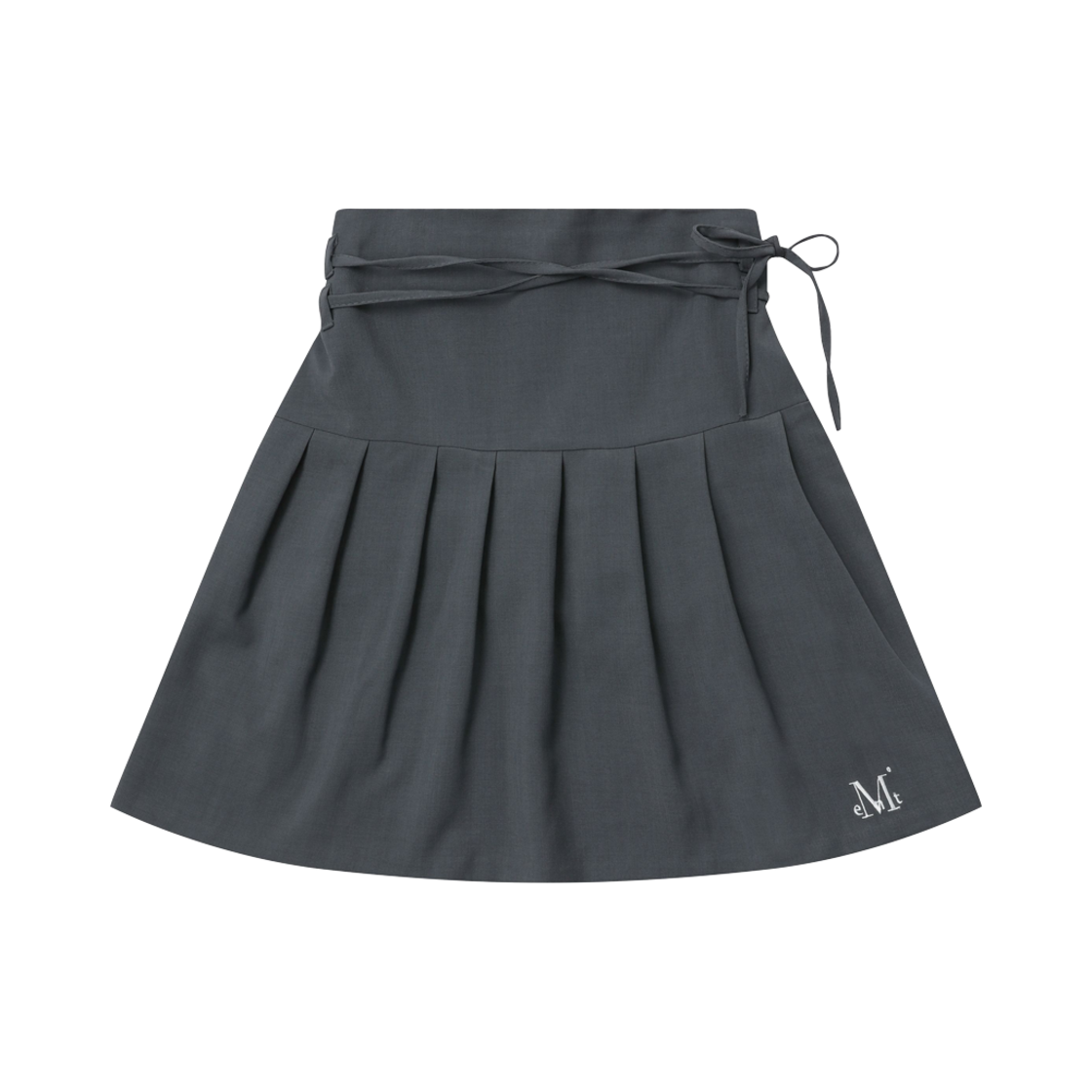 P00000PS_C MUCENT Bemine Ribbon Pleated Skirt Charcoal
