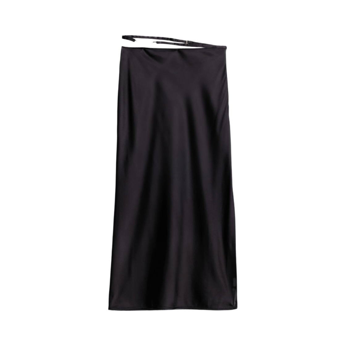 (W) 자크뮈스 라 쥬프 노트 사틴 미디 스커트 블랙((W) Jacquemus La Jupe Notte Satin Midi Skirt Black) - 1