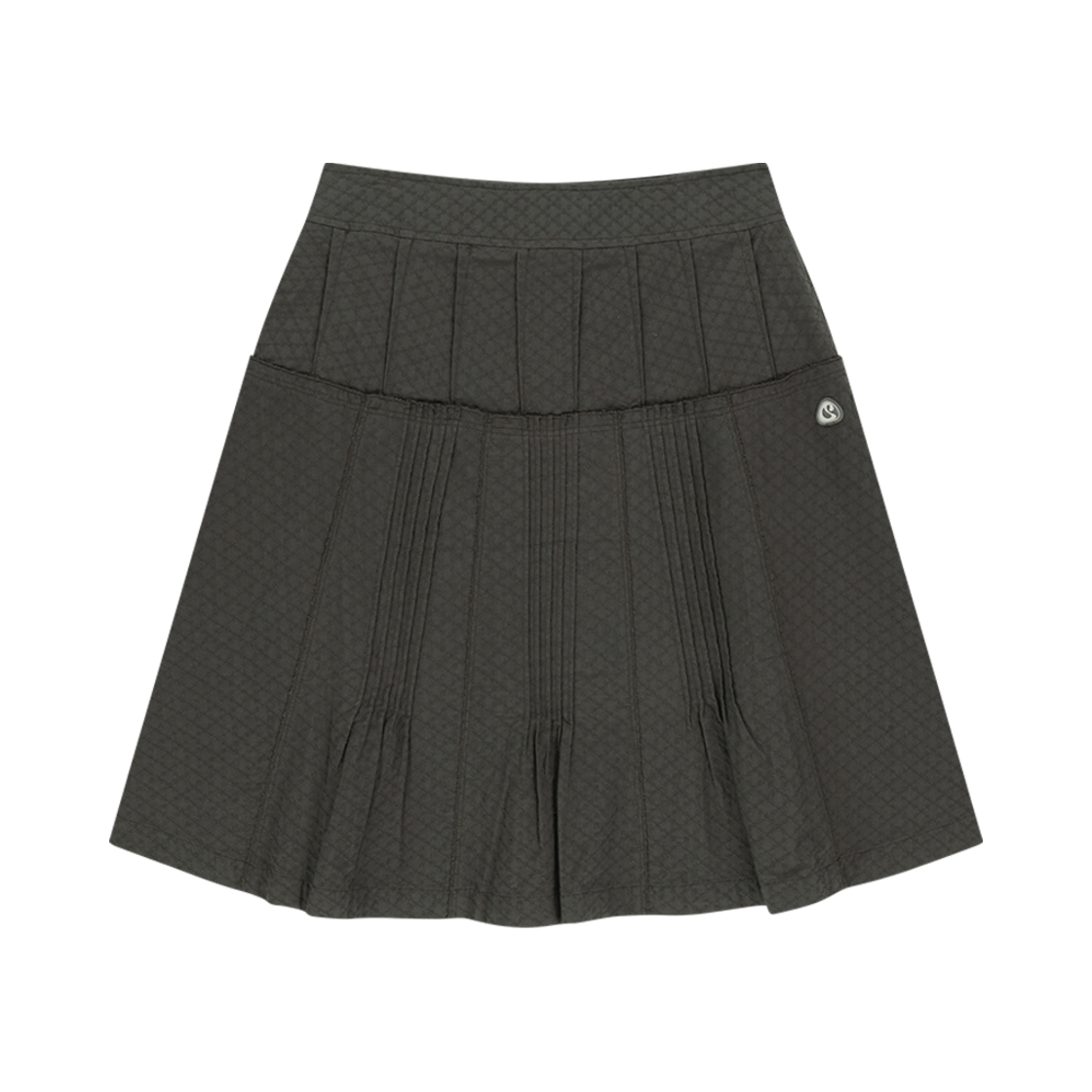 코이세이오 플라워 핀턱 스커트 차콜(COYSEIO Flower Pintuck Skirt Charcoal)