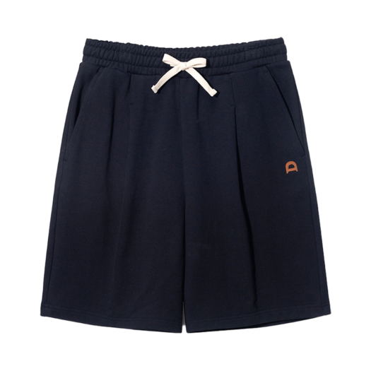 UDPA5B121N2_M_ Dunst Unisex Leather Logo Sweat Shorts French Navy