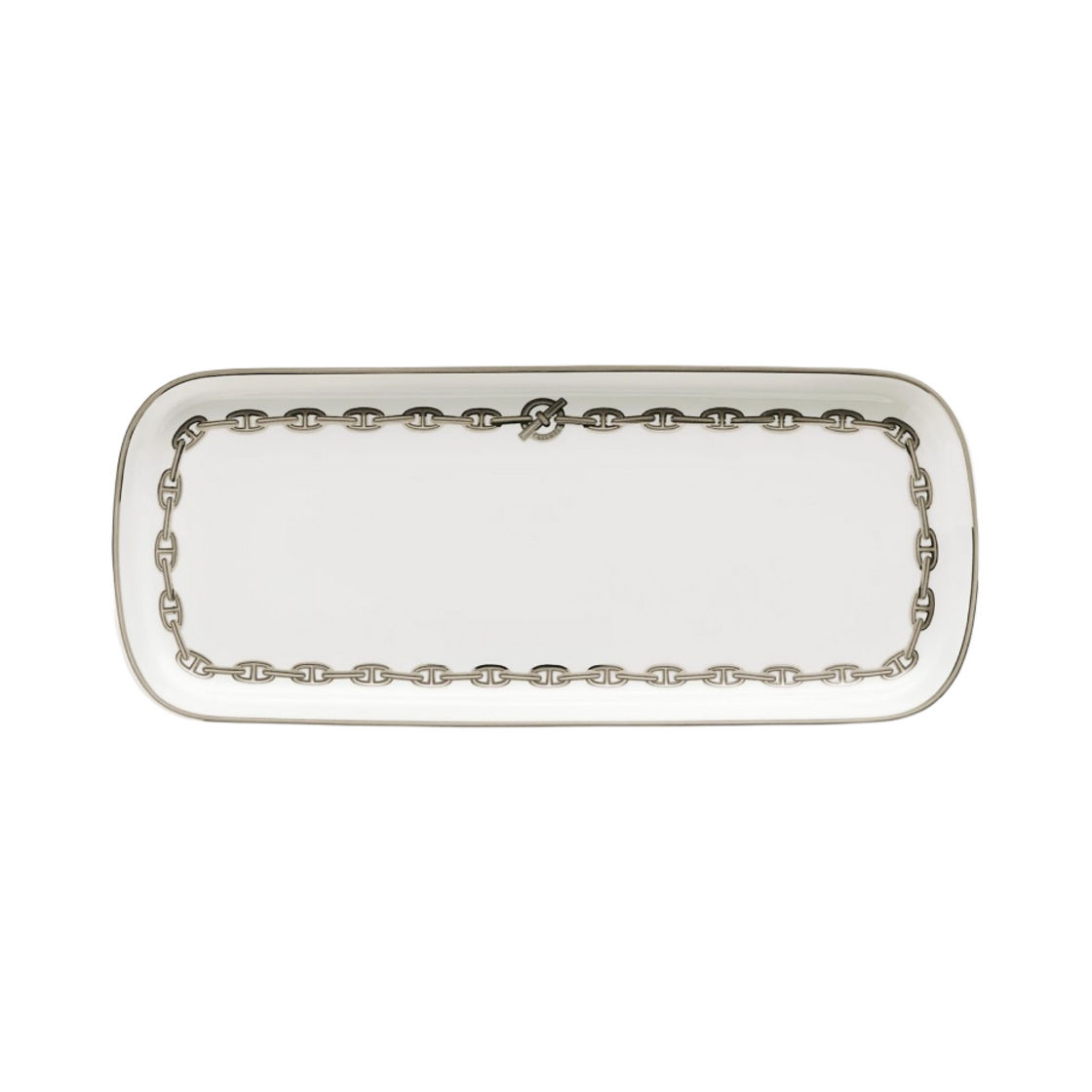 P004124P Hermes Chaine D’Ancre Platinum Rectangular Cake Platter Sans Coloris (1 Plate) - 대표 이미지 #1