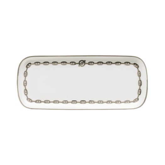 Hermes Chaine D’Ancre Platinum Rectangular Cake Platter Sans Coloris (1 Plate)