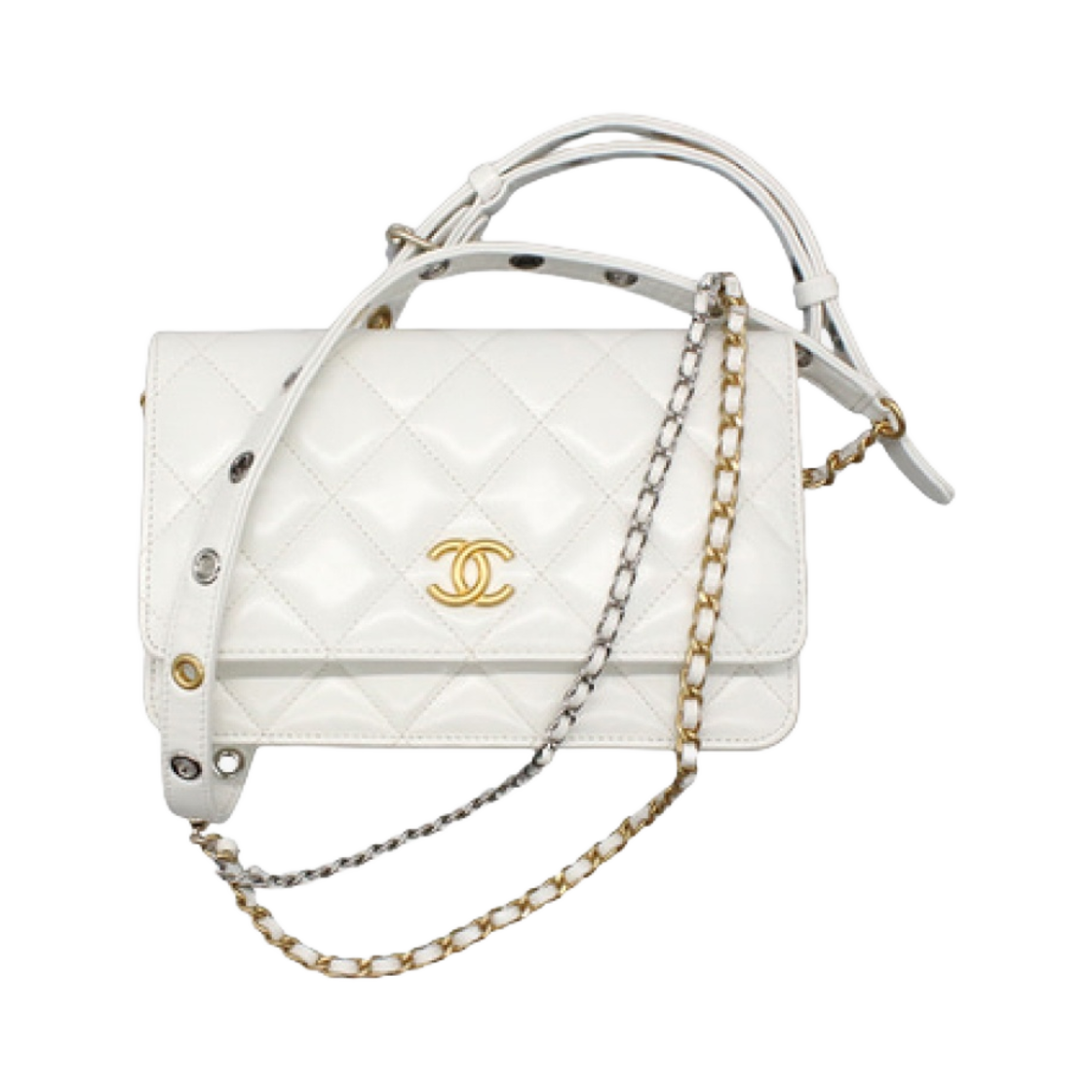 AP2548-B07242-10601 Chanel Wallet On Chain Lambskin & Gold White - 대표 이미지 #1