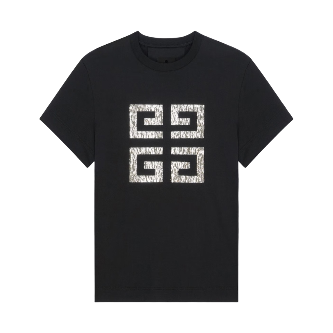 (W) 지방시 4G 라메 자수 코튼 티셔츠 블랙((W) Givenchy 4G T-Shirt in Cotton with Lame Embroidery Black) - 1