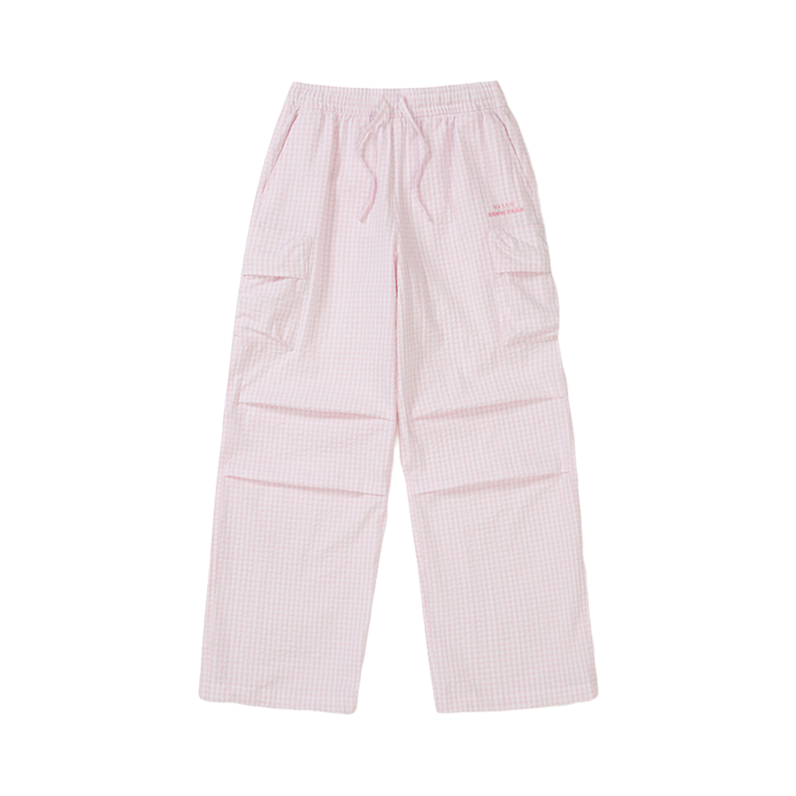 (W) 스노우피크 x 헬로 키티 시어서커 체크 팬츠 라이트 핑크((W) Snow Peak x Hello Kitty Seersucker Check Pants Light Pink)