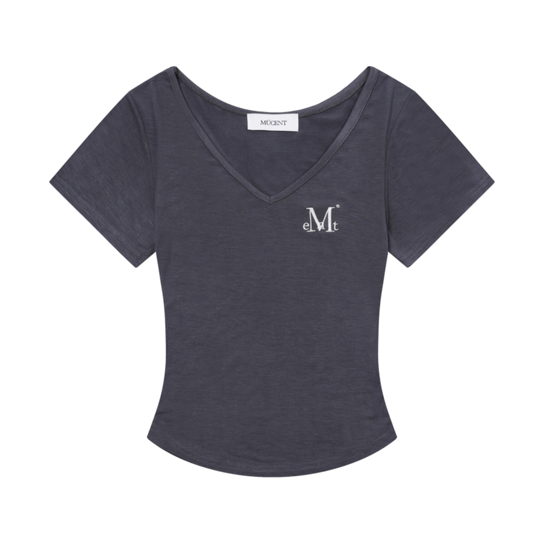 P00000WT_04 MUCENT Onyx Signature Logo V-Neck Half T Charcoal