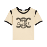 (W) Celine Triomphe T-Shirt in Cotton Jersey Butter Black