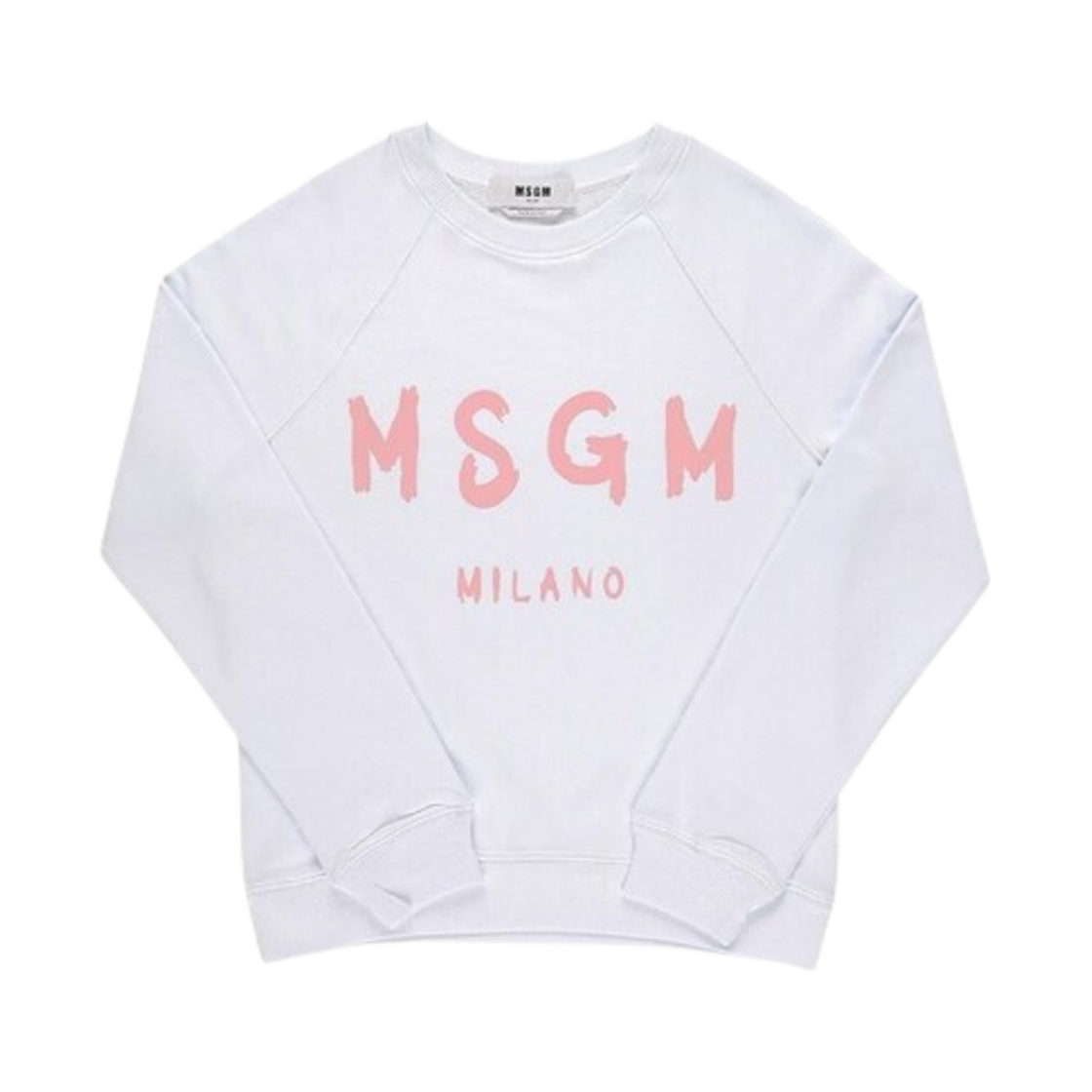 3741MDM513-247799-01A (W) MSGM Cotton Crewneck Jersey Sweatshirt with Brushed Logo White