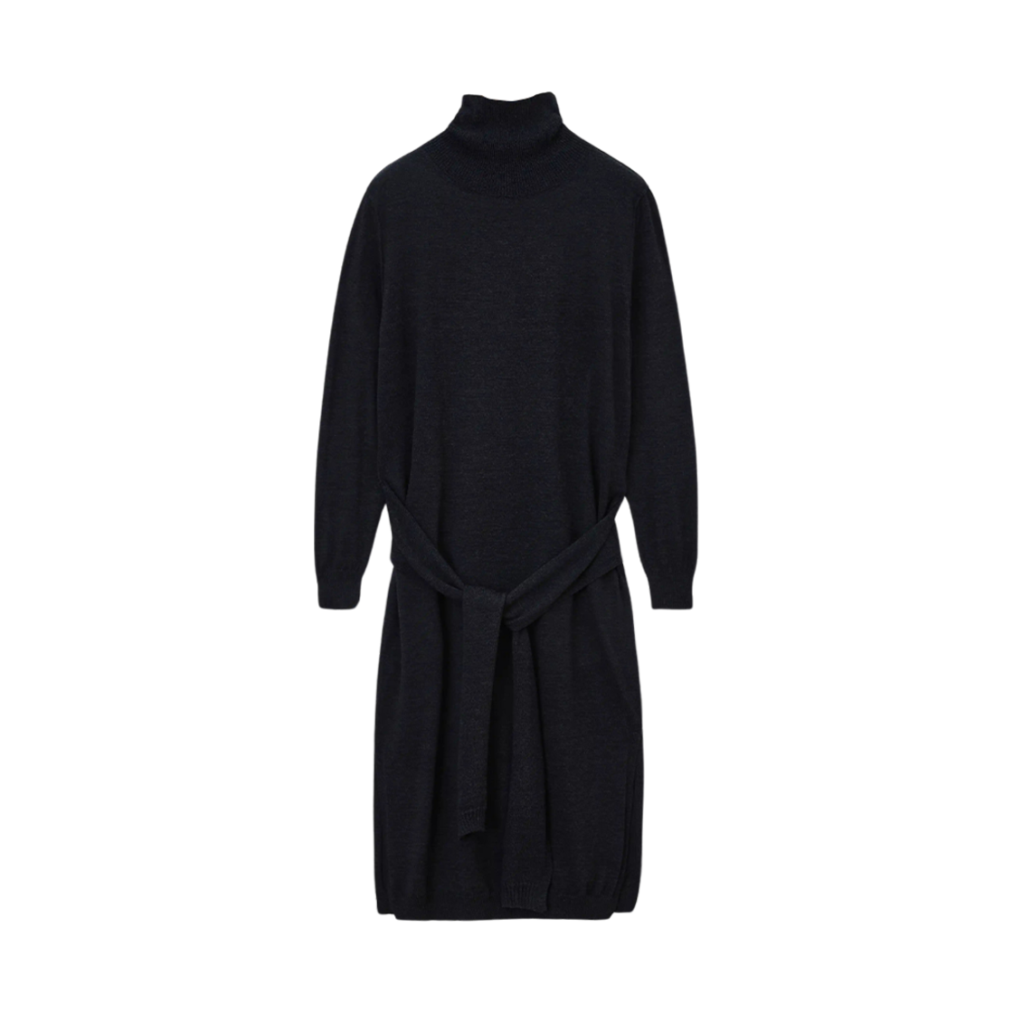 DR1082-LK087-966 (W) Lemaire Merino Blend Trompe L'Oeil Dress Anthracite