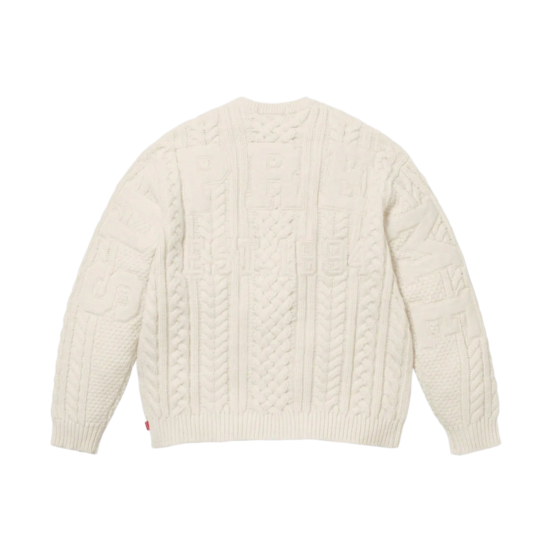 슈프림 아플리케 케이블 니트 스웨터 아이보리 - 23FW | Supreme