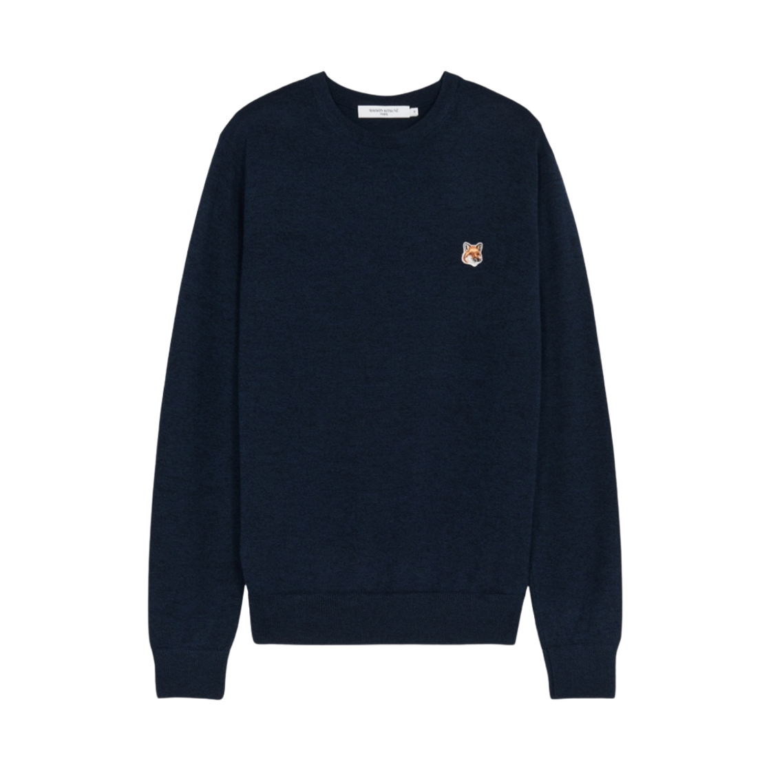 메종 키츠네 폭스 헤드 패치 레귤러 라운드넥 풀오버 니트 네이비 멜란지(Maison Kitsune Fox Head Patch Regular R-Neck Pullover Knit Navy Melange)