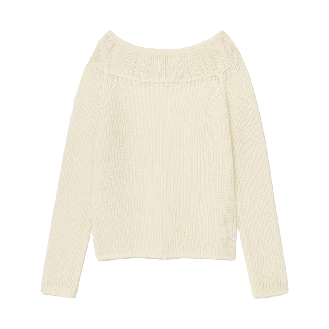 킨더살몬 우먼 오프 숄더 모헤어 스웨터 아이보리(Kindersalmon Women Off Shoulder Mohair Sweater Ivory) - 1
