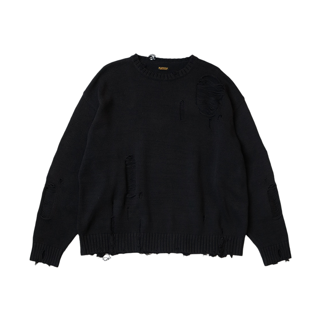 캐피탈 5G 코튼 니트 크루 스웨터 아나키 레인보위 리메이크 블랙(Kapital 5G Cotton Knit Crew Sweater Anarchy Rainbowy Remake Black) - 2