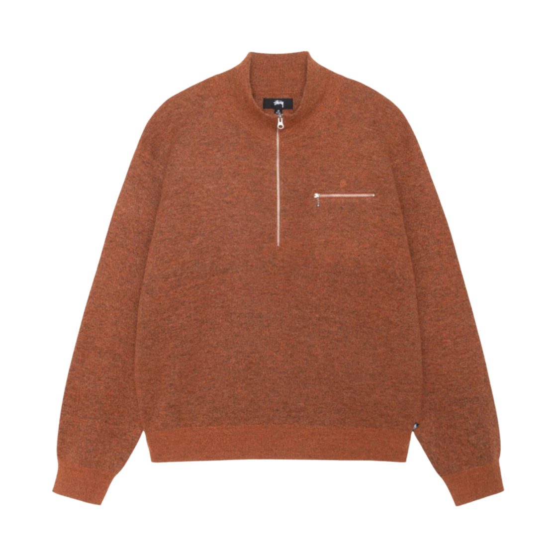 117219 Stussy Half Zip Mock Neck Sweater Clay