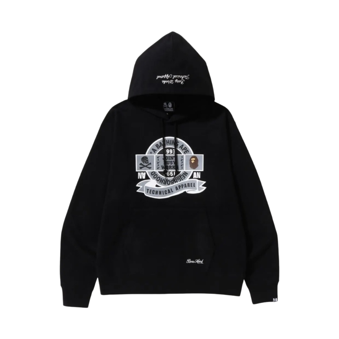 베이프 x 네이버후드 릴렉스드 핏 풀오버 후드 블랙(BAPE x Neighborhood Relaxed Fit Pullover Hoodie Black) - 1