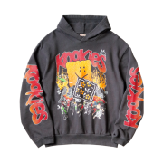Kapital Fleece Hooded Sweatshirt Buster Peckish Rainbow Y Pt Ink Black