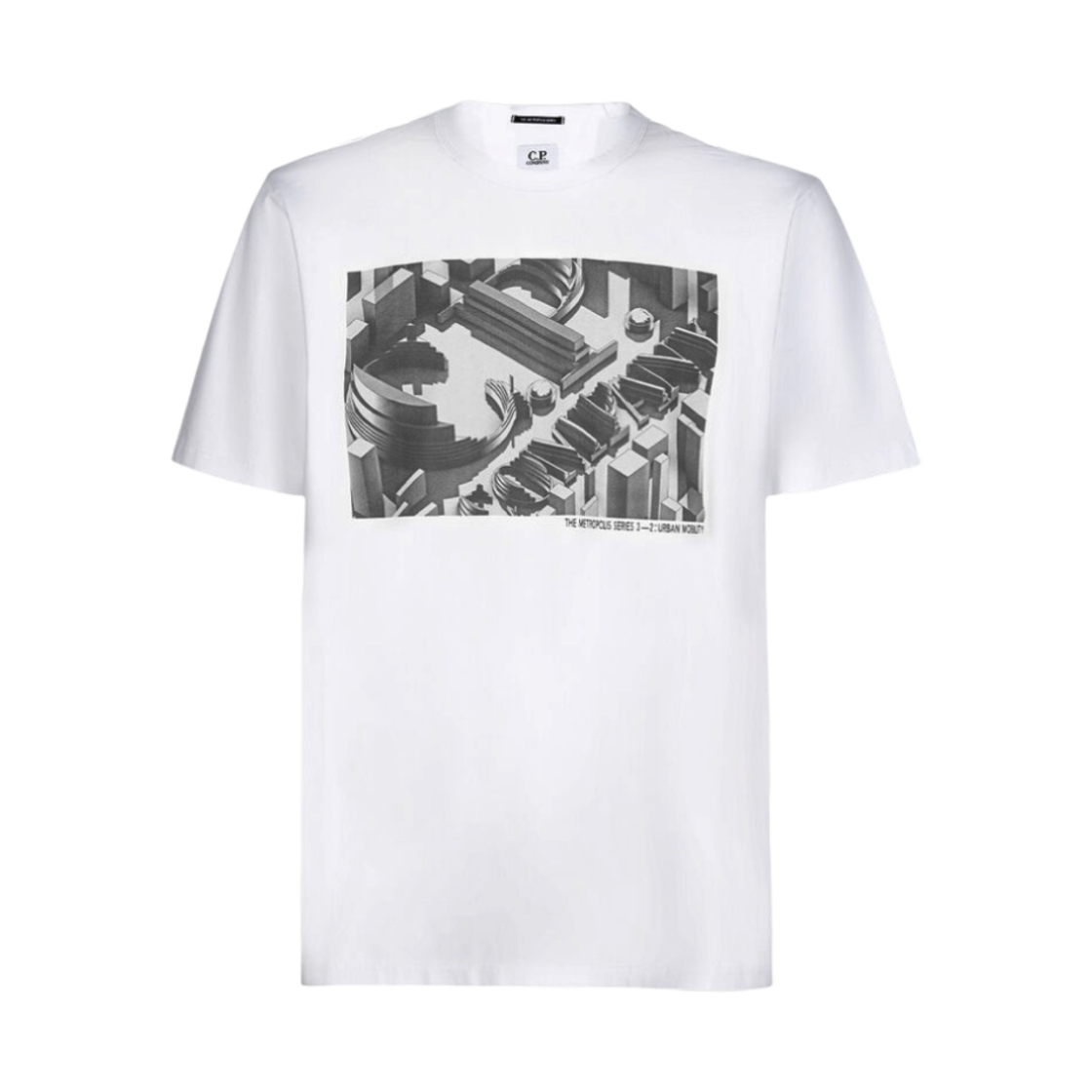 C.P. 컴퍼니 메트로폴리스 시리즈 머서라이즈드 저지 그래픽 티셔츠 화이트 - 23SS(C.P. Company Metropolis Series Mercerized Jersey Graphic T-Shirt White - 23SS) - 1