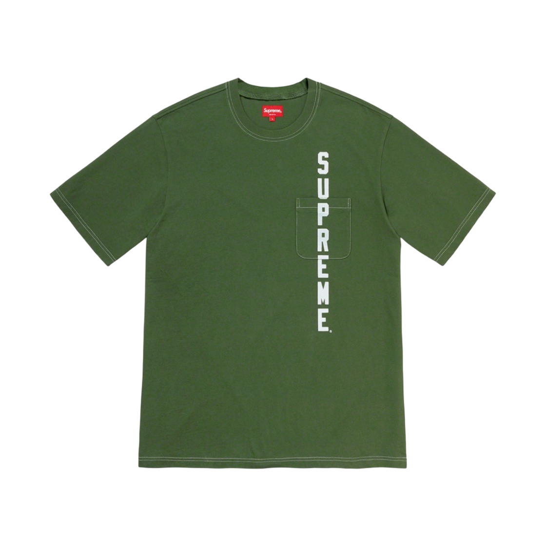 슈프림 콘트라스트 스티치 포켓 티셔츠 그린 - 20SS(Supreme Contrast Stitch Pocket T-Shirt Green - 20SS) - 1