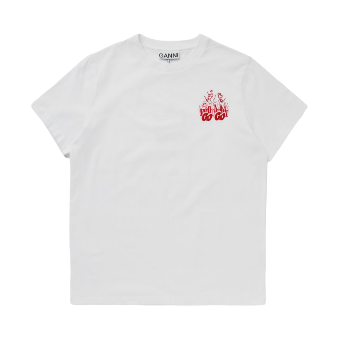 (W) 가니 씬 저지 고고 릴렉스드 티셔츠 브라이트 화이트((W) Ganni Thin Jersey Gogo Relaxed T-Shirt Bright White)