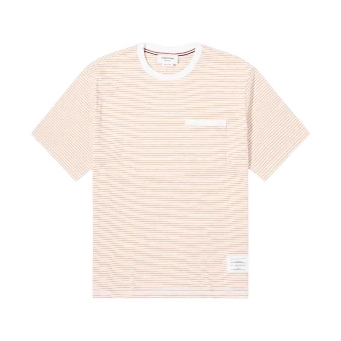 MJS244A-J0115-825 Thom Browne Oversized Pocket Striped T-Shirt Orange
