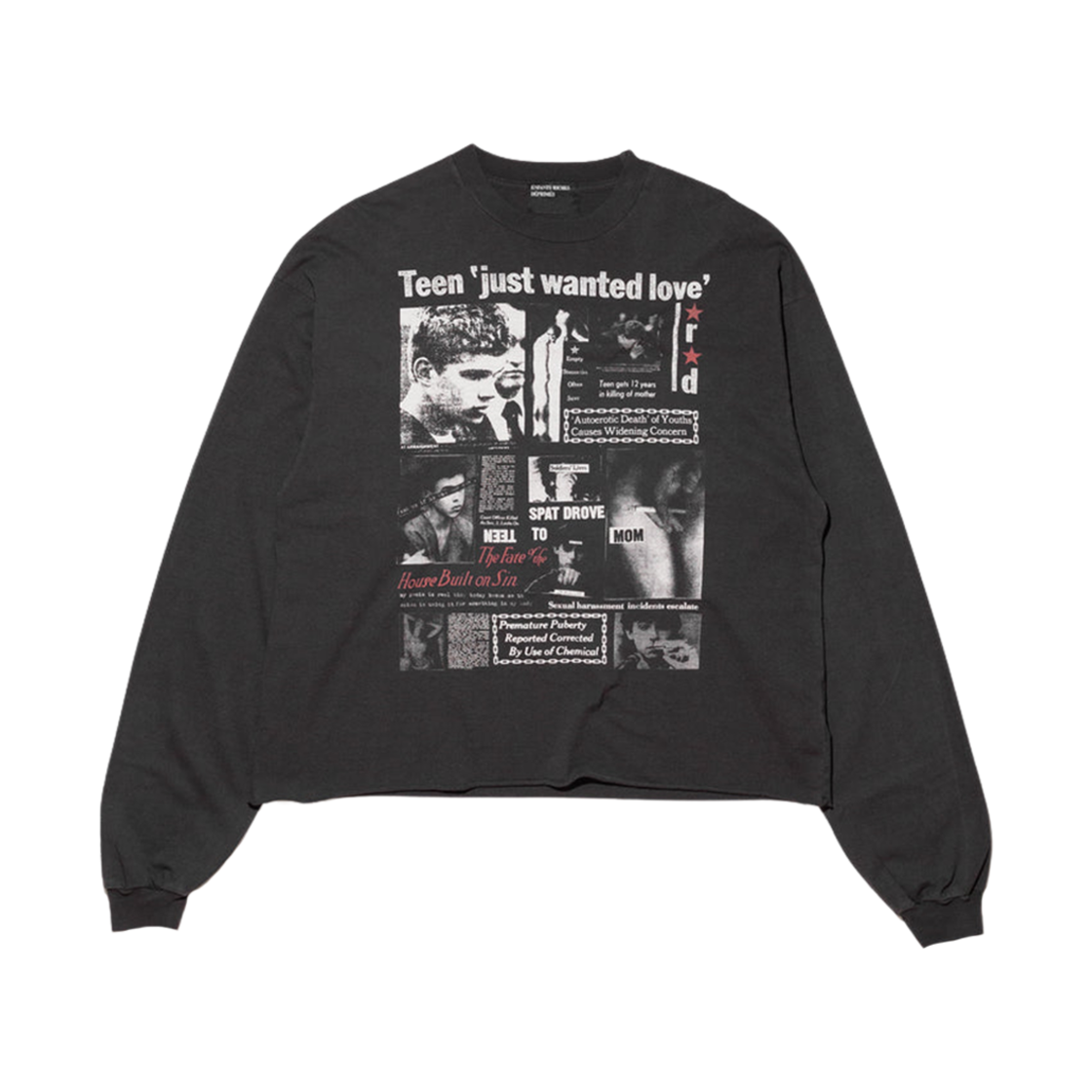 앙팡 리쉬 데프리메 틴 저스트 원티드 러브 롱슬리브 티셔츠 페이디드 블랙 멀티(Enfants Riches Deprimes Teen Just Wanted Love LS T-Shirt Faded Black Multi) - 1