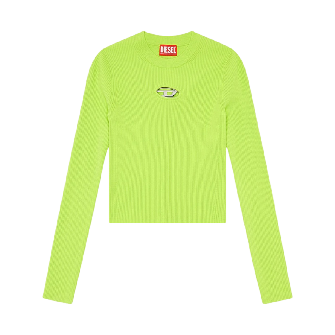 A123970DLAX-5KB (W) Diesel M-Valary Ribbed Knit Long Sleeve Top Green Fluo