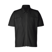 Homme Plisse Issey Miyake Flip Zip Up Short Sleeve Shirt Black