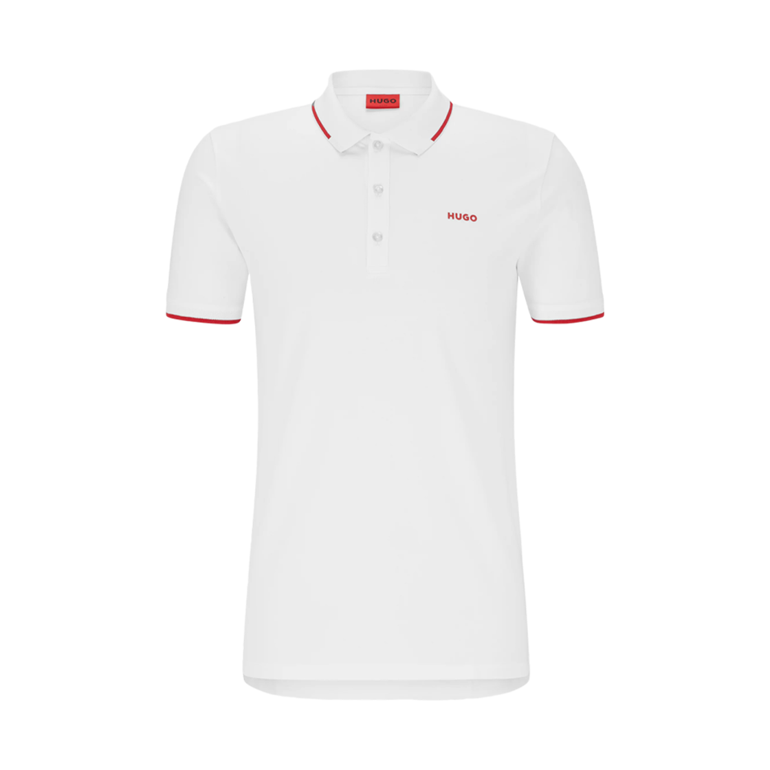 50467344-100 Hugo Boss Stretch Cotton Slim Fit Polo Shirt with Print Logo White