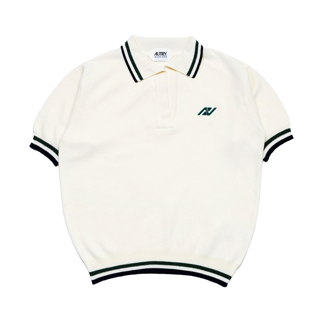 (W) 오트리 액션 슈즈 폴로 티셔츠 화이트((W) Autry Action Shoes Polo T-Shirt White)