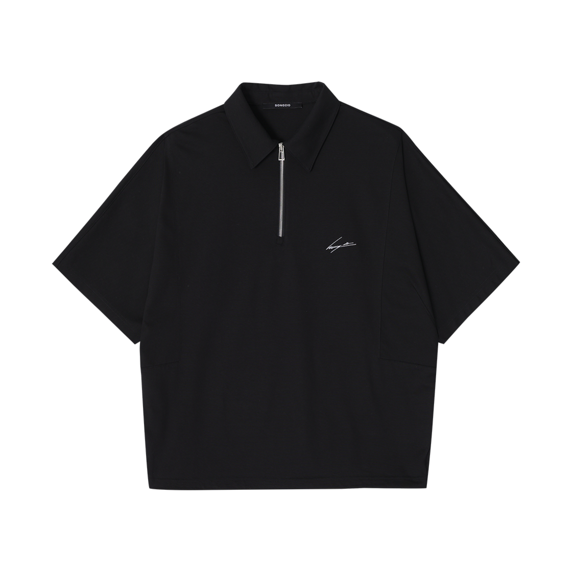 송지오 컬렉션 유스 아쿠아렐 돌먼 카라 티셔츠 블랙