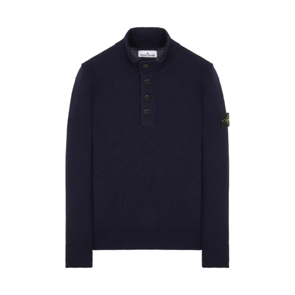 스톤 아일랜드 540A3 하이 넥 하프 버튼 램스울 니트 네이비 블루 - 23FW(Stone Island 540A3 High Neck Half Button Lambswool Knit Navy Blue - 23FW)